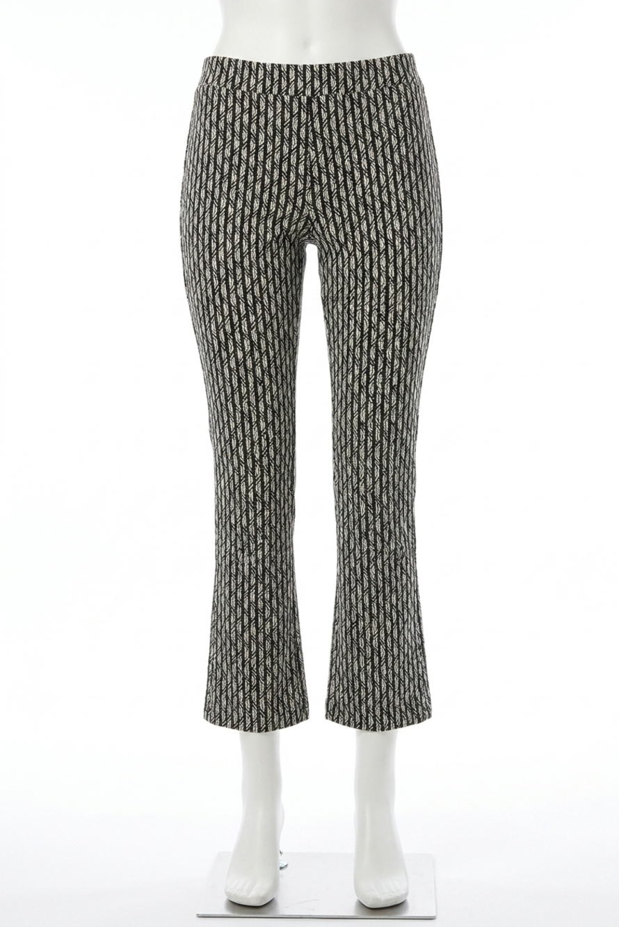 NEW JOSEPH RIBKOFF geometric print straight leg pull-on pants in black/moonstone